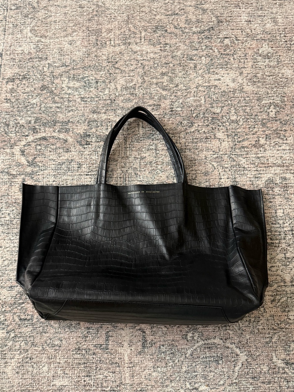 Ampersand As Apostrophe Black Croc-Embossed Tote Bag